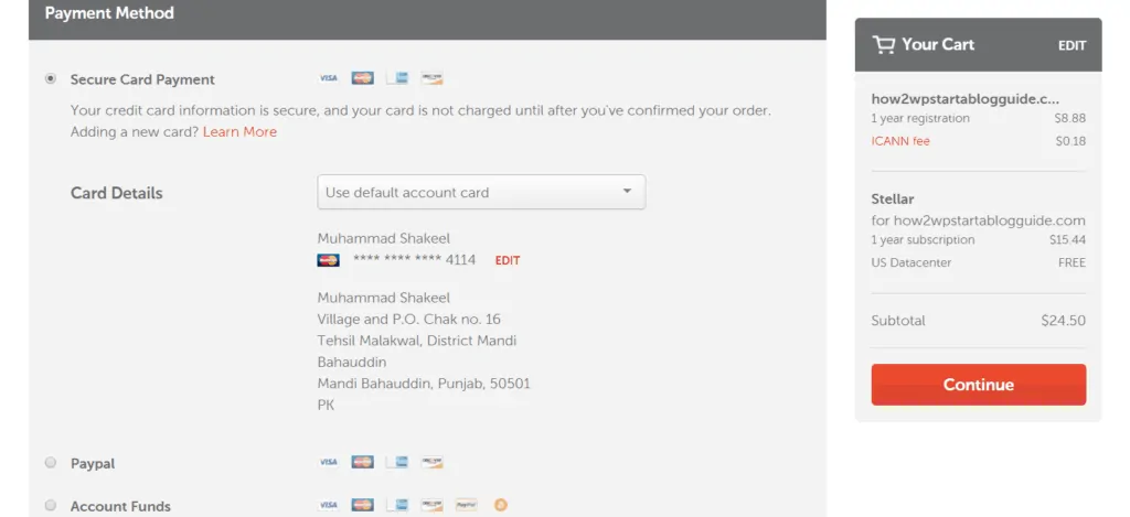 Add A Payment Method To Create Your Hosting Account With Namecheap.