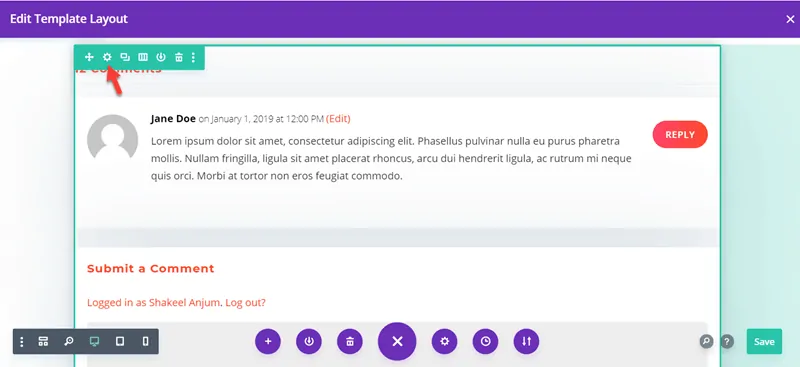 Open Row Settings And Add Padding And Box Shadow For Divi Comments Module