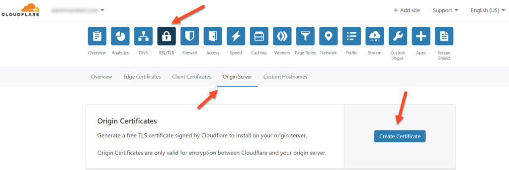 Cloudflare Origin Server Section
