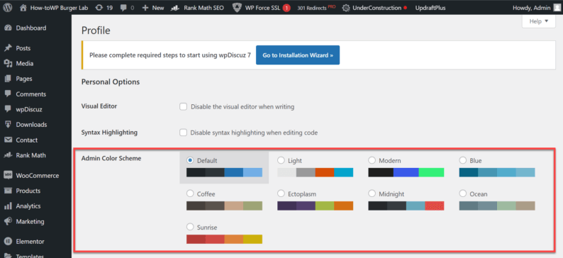 Select The Color Scheme For Your Admin Dashboard