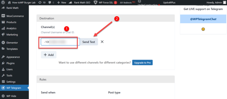 Paste The Channel Id And Click The &Quot;Send Test&Quot; Button