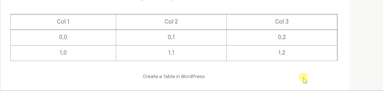 Table In Wordpress