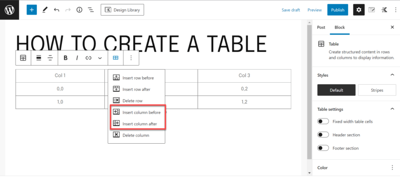 Insert New Columns In The Table