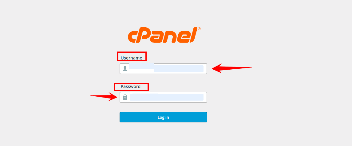 Entering The Cpanel Credentials