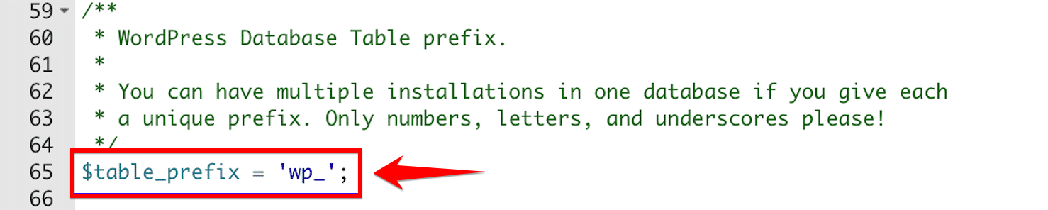 Database Prefix