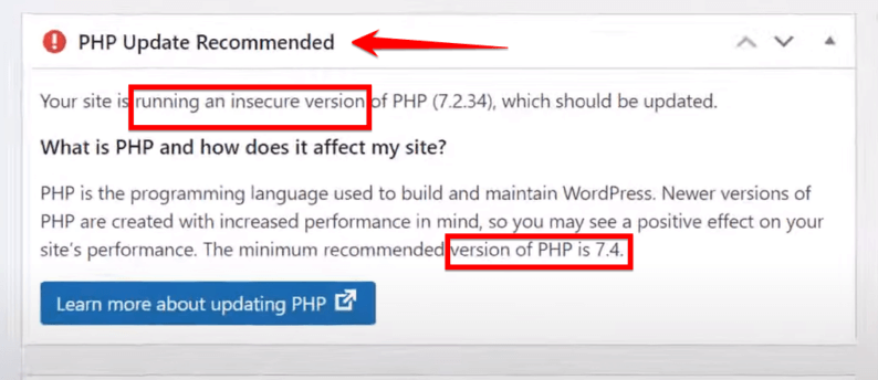 Php Update Recommended